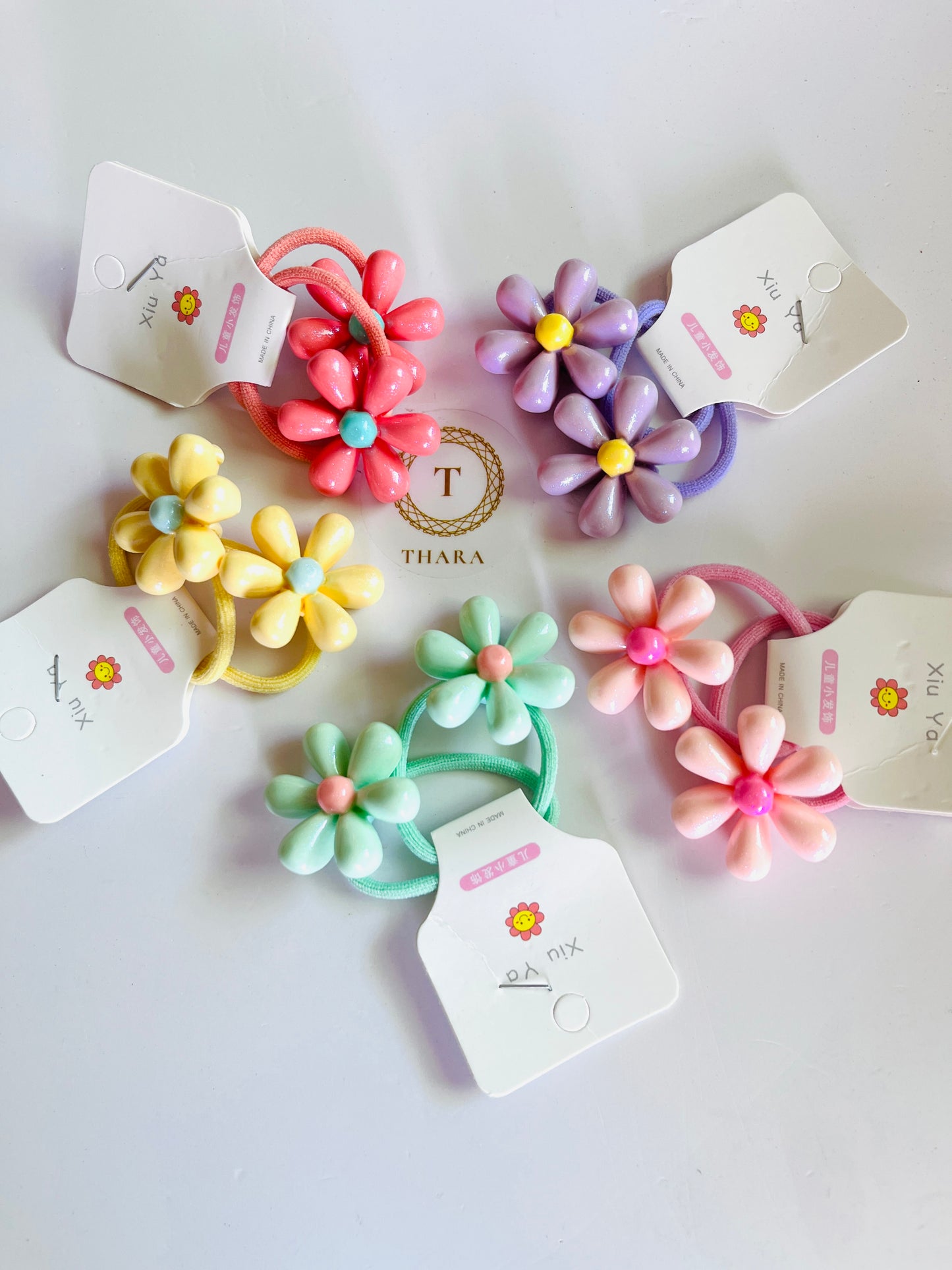 Pastel Daisy Flower Hair Ties