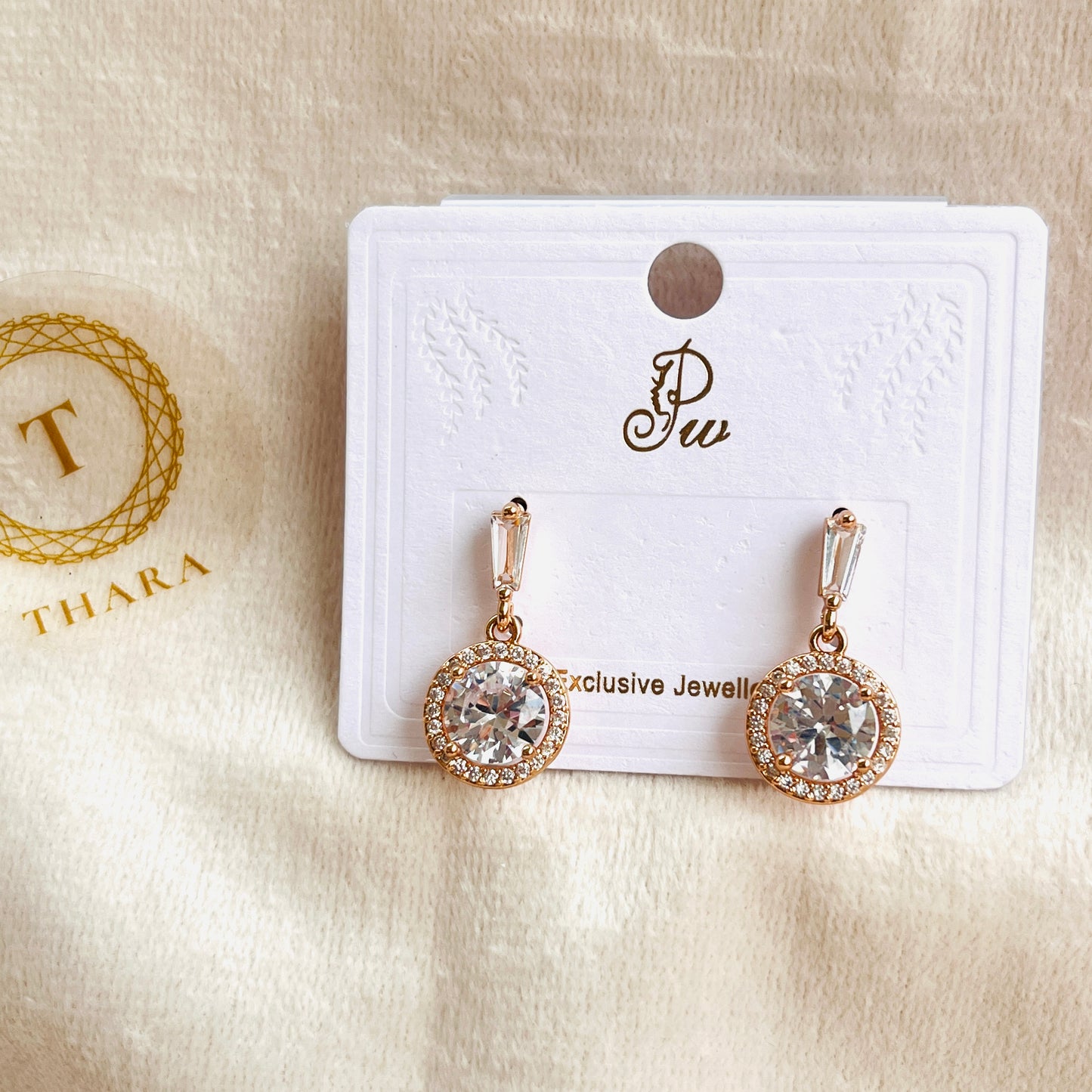 Stone Drop RoseGold Stud Earrings