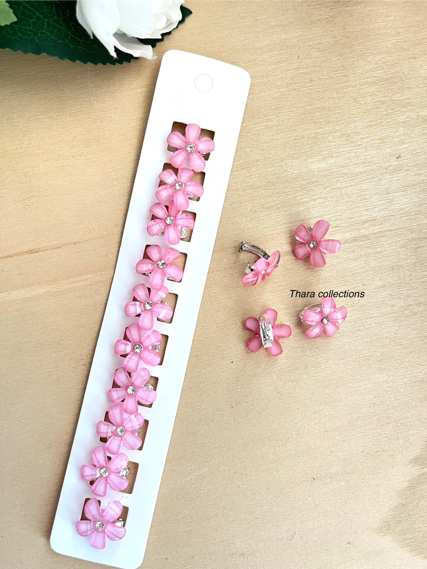 Crystal Bloom Mini Hair Clips – Set of 10