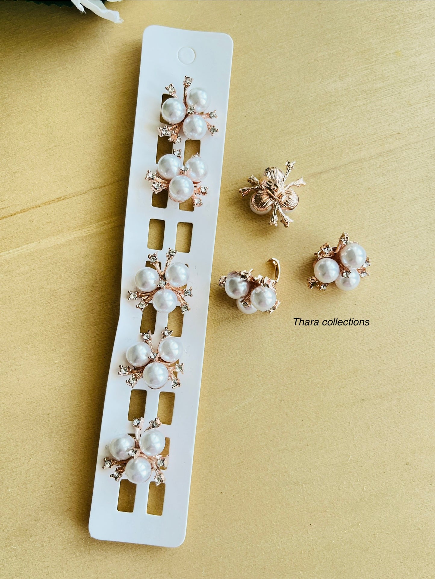 Pearl Charm Hair Clip Set – Rose Gold Elegance (Set of 5)