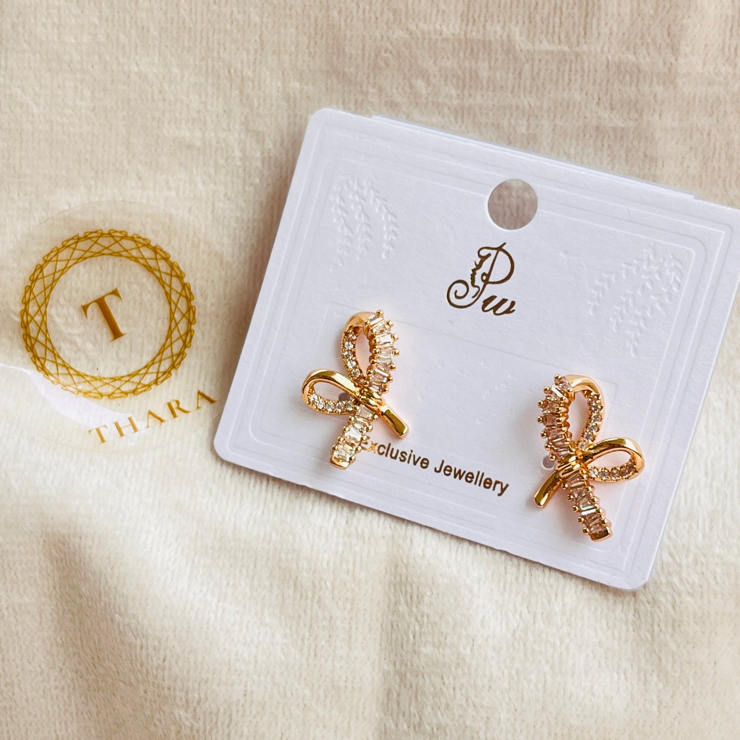 Bow Style Rose Gold Stud Earrings