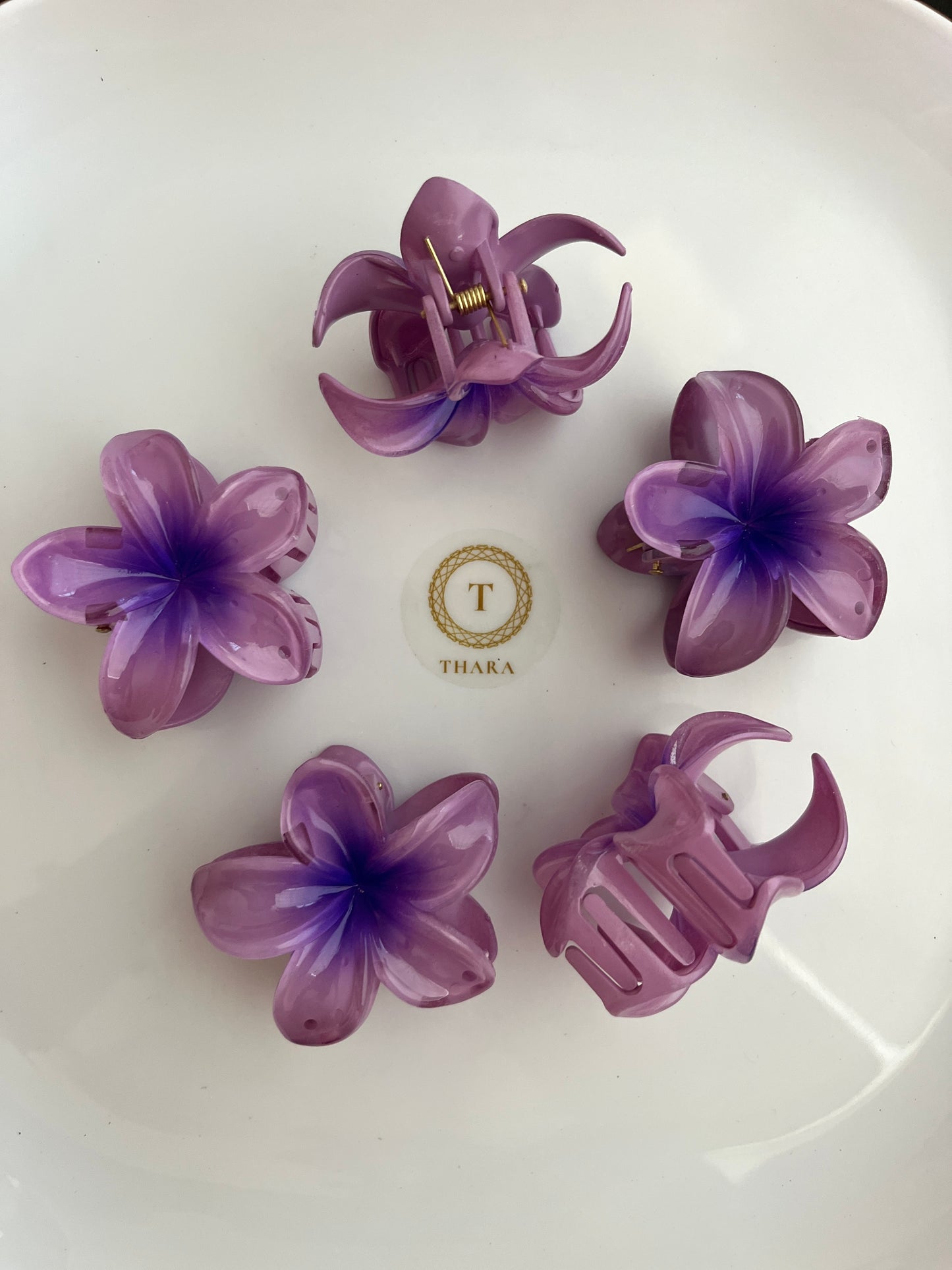 Medium Plumeria Flower Hair Claw Clips