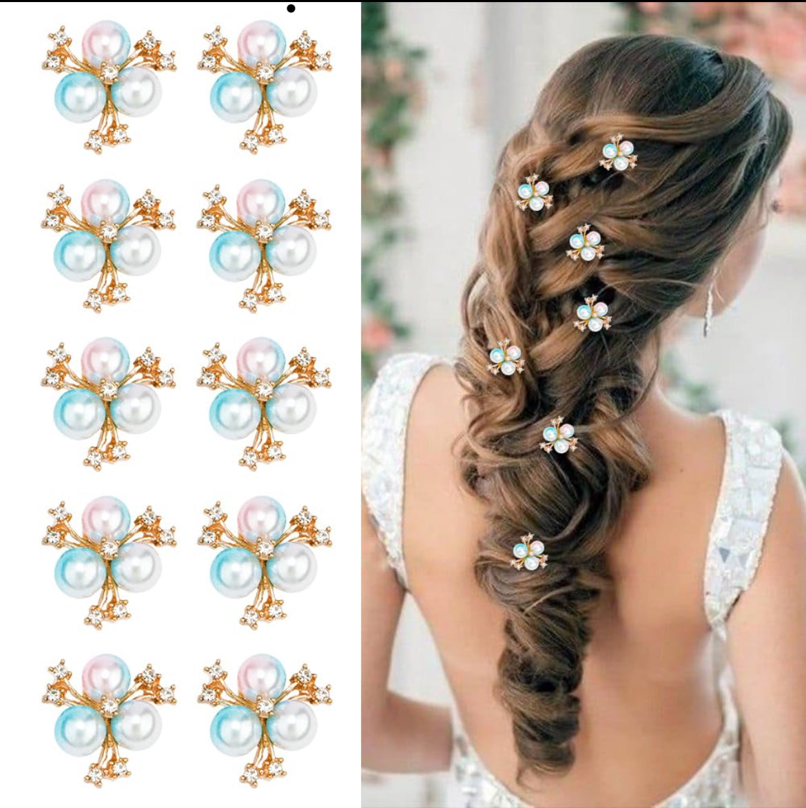 Pearl Charm Hair Clip Set – Rose Gold Elegance (Set of 5)