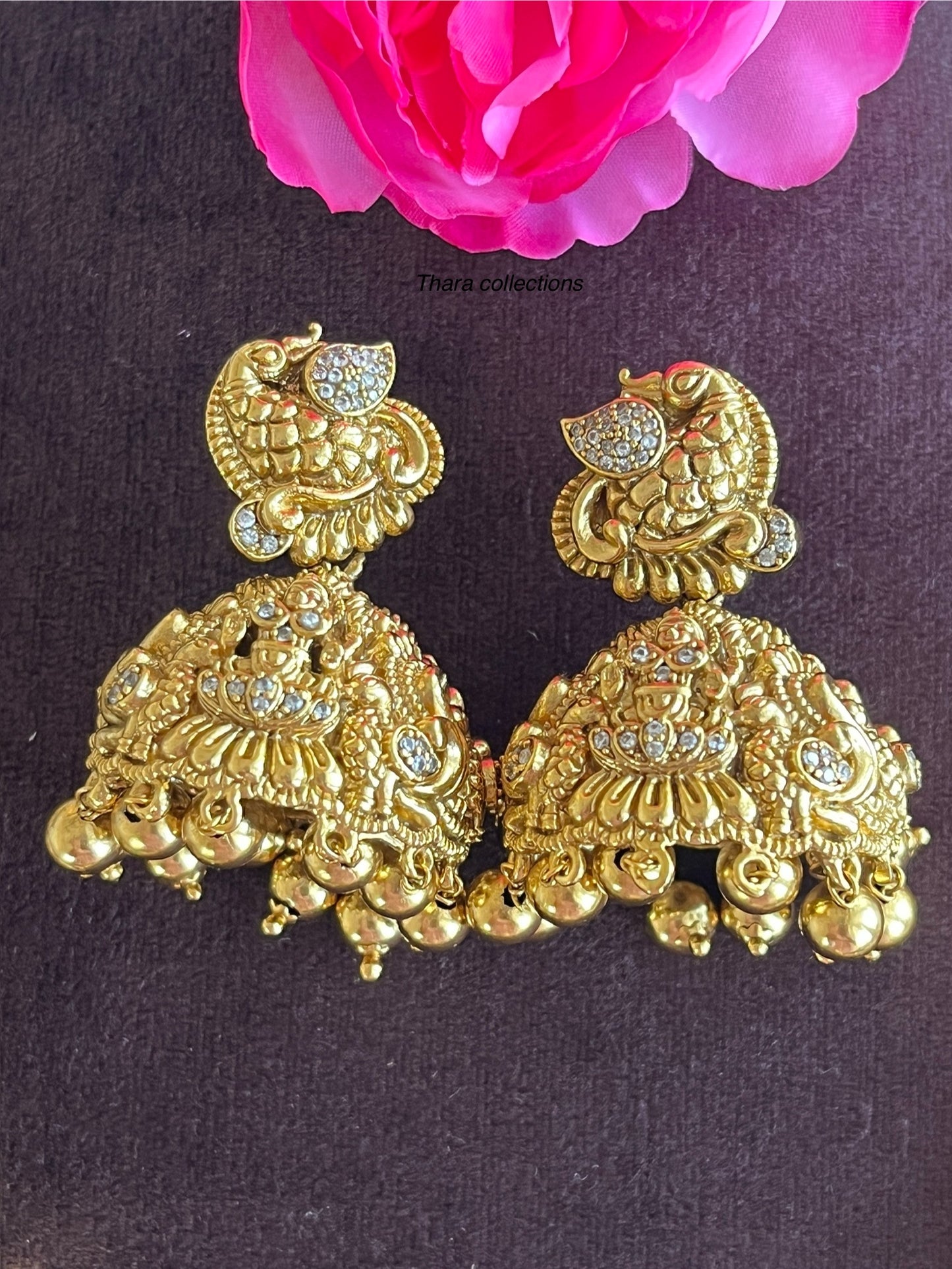 Peacock Motif Temple Necklace