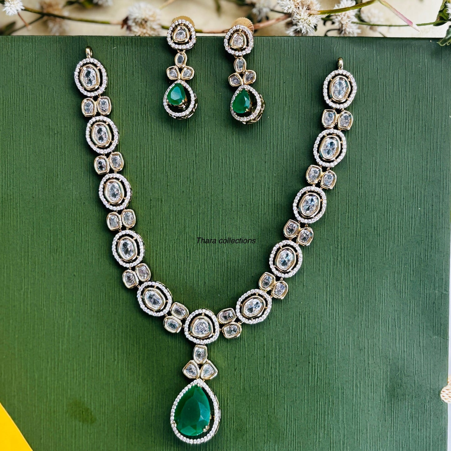 Kundan Polki Necklace Set with Interchangeable Stones