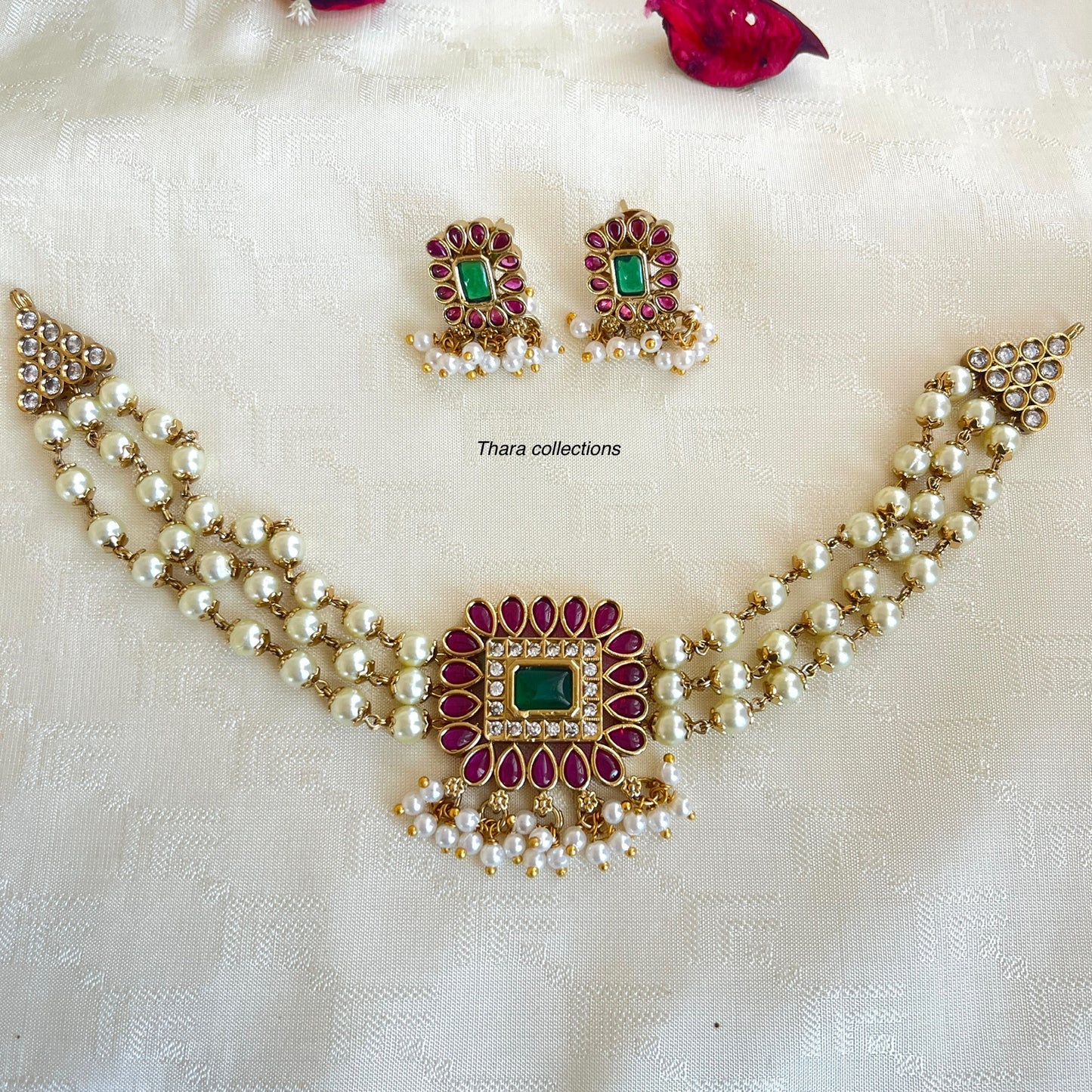 Royal Kundan & Pearl Choker Necklace Set