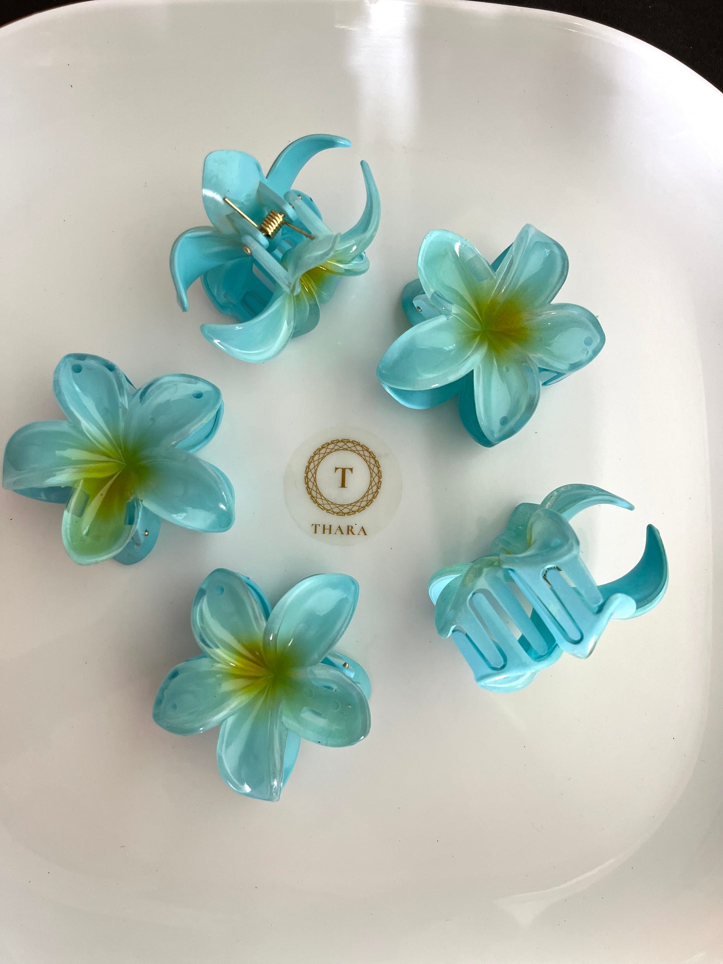 Medium Plumeria Flower Hair Claw Clips