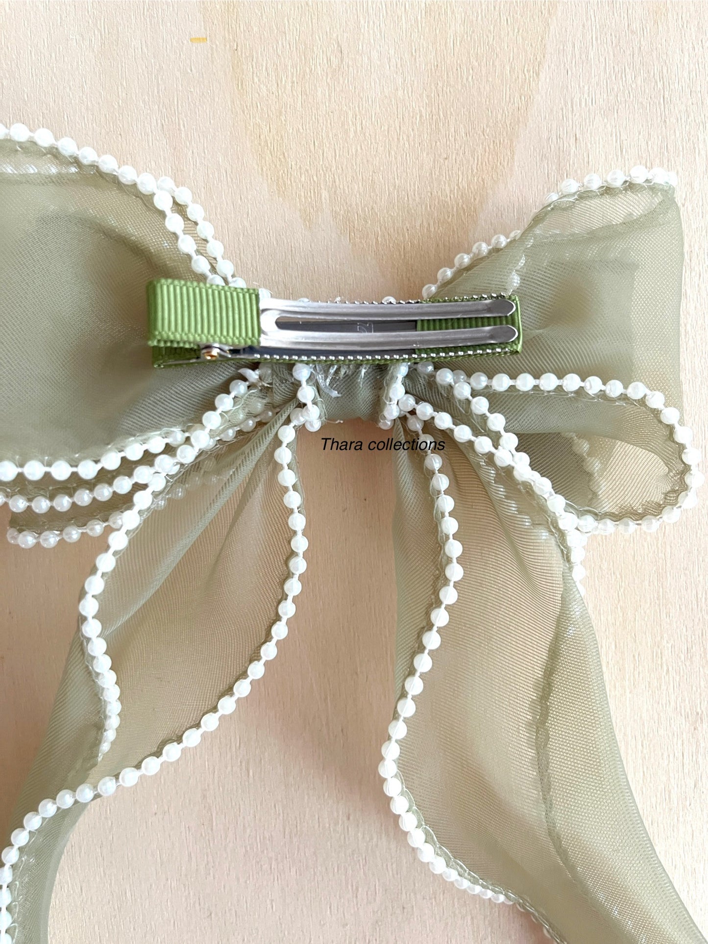 Pearl-Edged Chiffon Bow Clip – Multipurpose Elegant