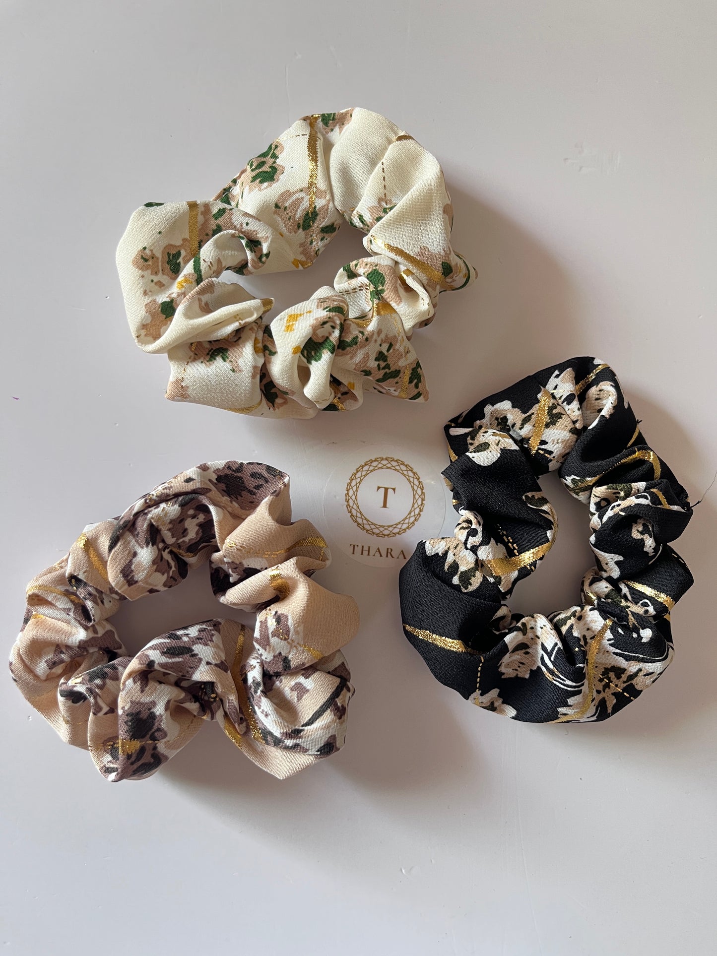 Gold print Scrunchies - Regular