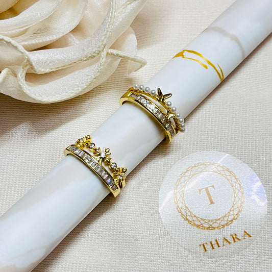 Pearl Butterfly / Floral Antitarnish Rings
