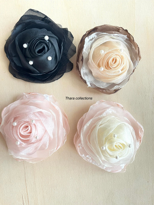Elegant Pearl Rose Hair Clips