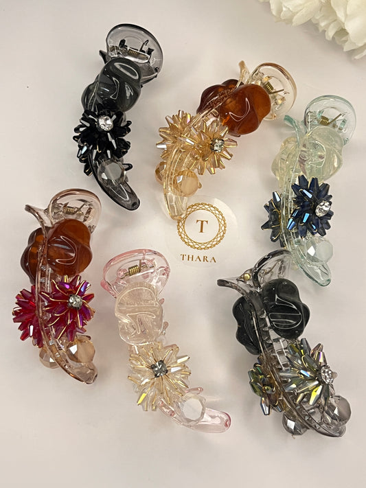 Natural Stone with Floral HairClip