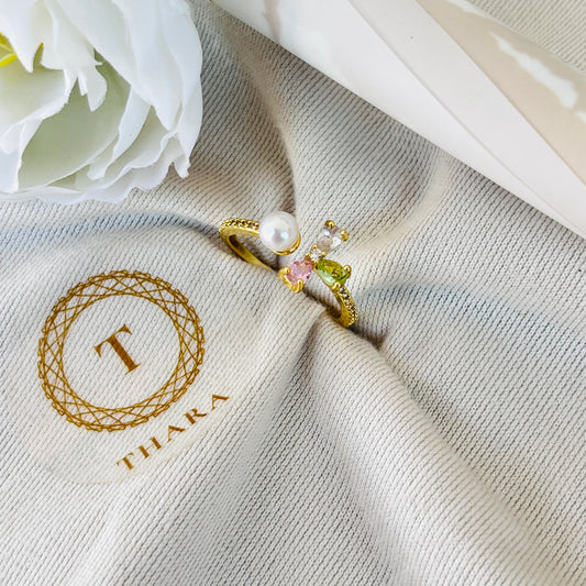 Pearl Floral Lock Antitarnish Ring