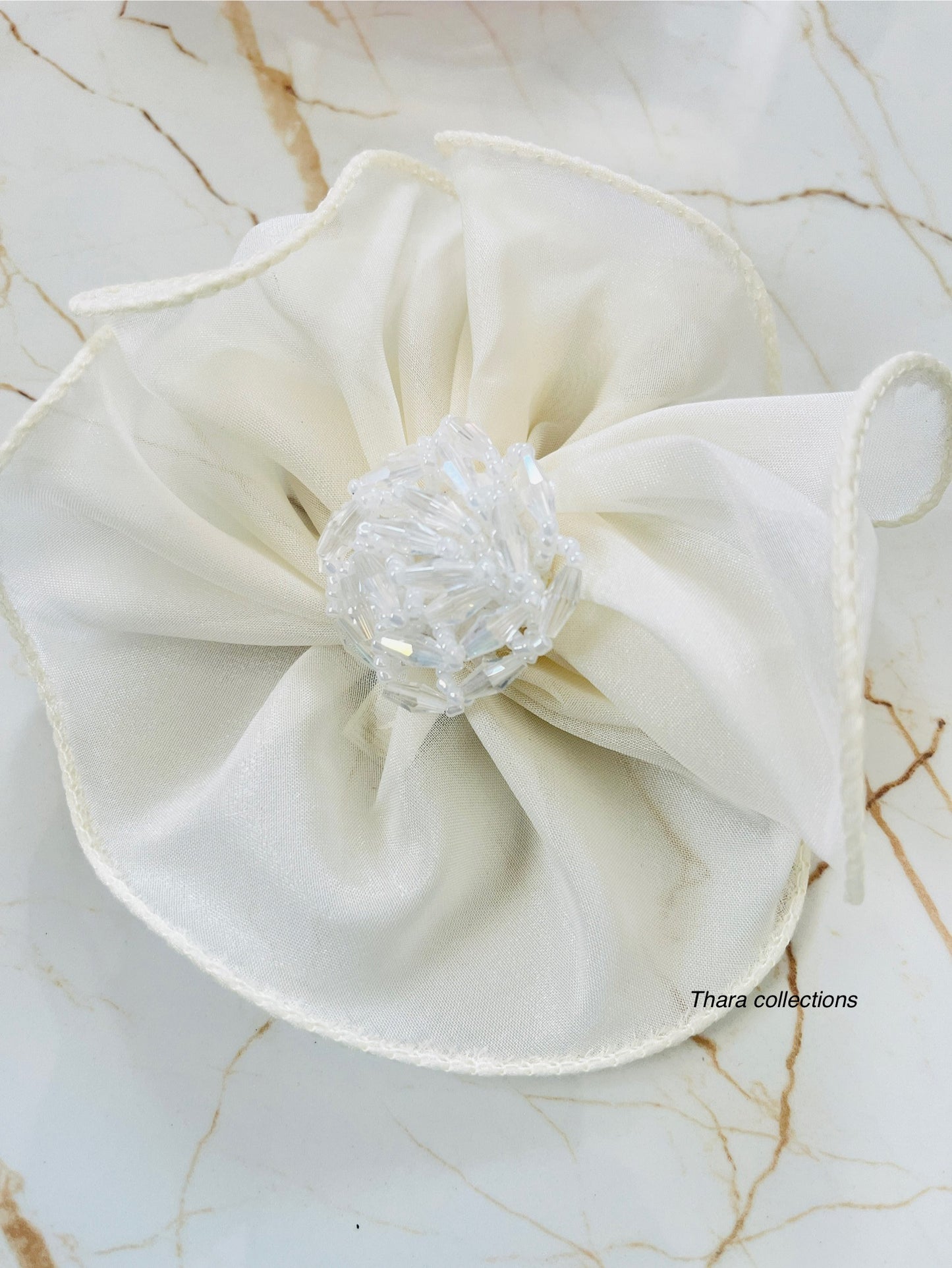 Elegant Bloom Beaded Hair Clips – Organza Petals with Handcrafted Center
