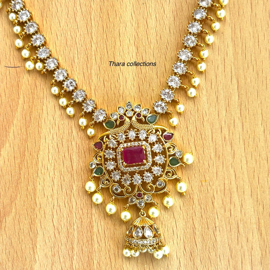 Elegant Kundan Pearl Necklace Set