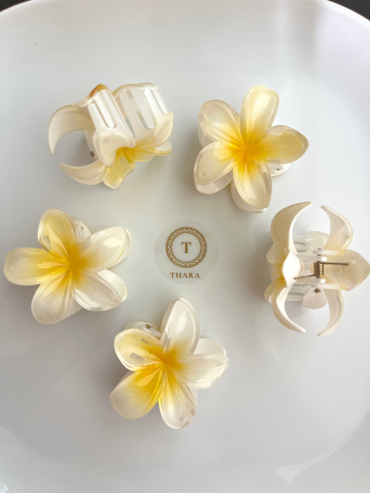 Medium Plumeria Flower Hair Claw Clips
