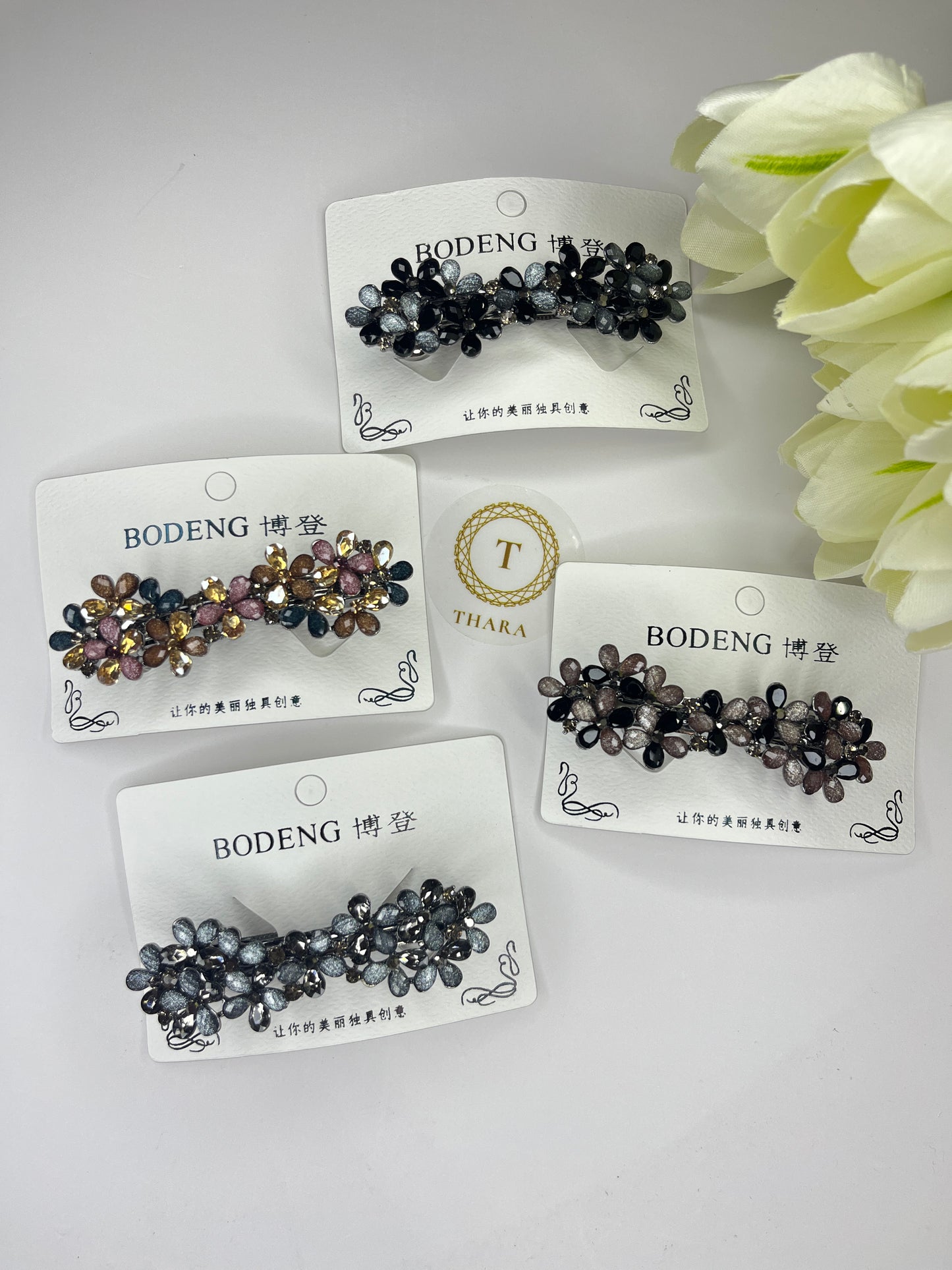 Mini Floral Hair Center Clip