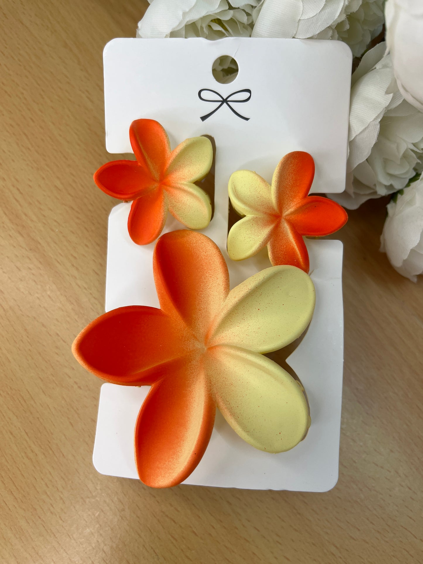 Matte Finish Hawaiian Floral Hair Clips – Set of 3