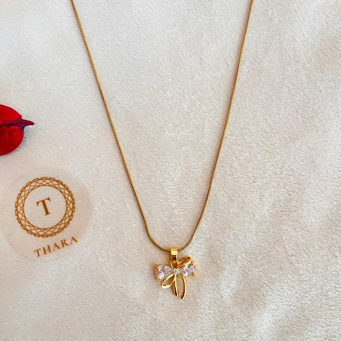 Zircon Bow / Doll Pendant Antitarnish Chain