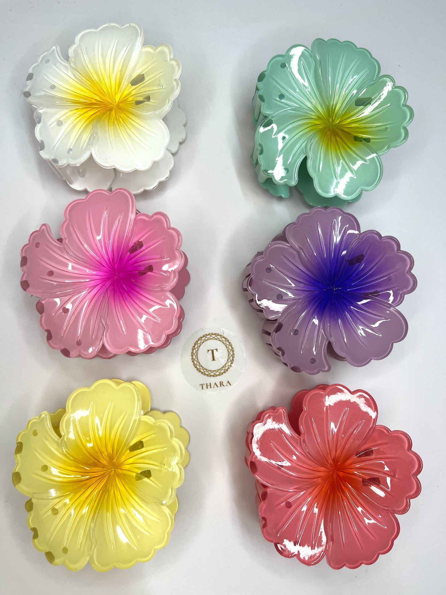 Glossy Hibiscus Floral HairClawClip