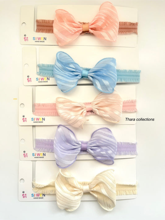 Striped Sheer Bow Headband – Elegant & Stylish