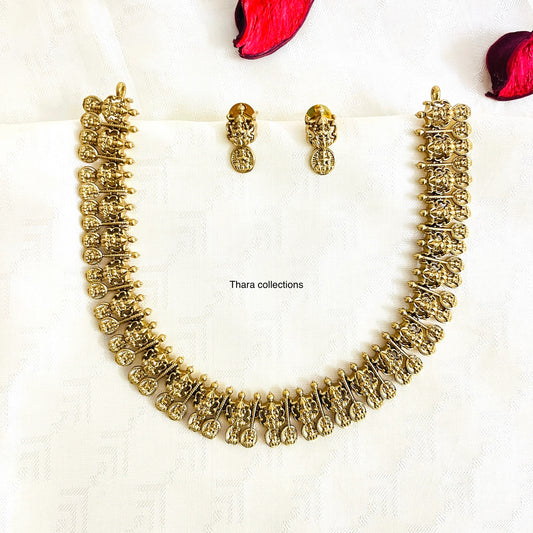 Antique Lakshmi Coin Necklace Set – Temple Jewelry Collection