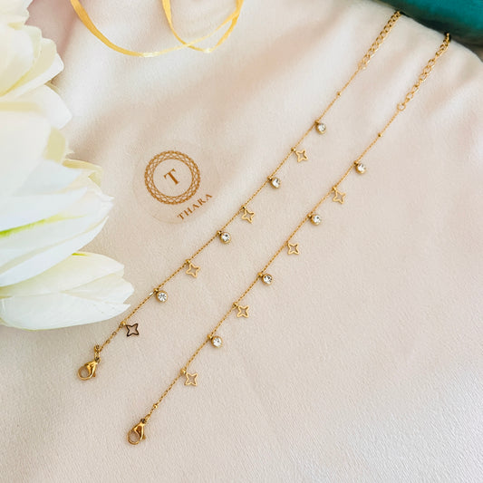 Twinkle Star Charm Anklet - Adjustable Size
