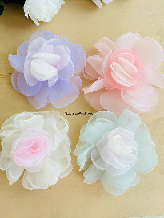 Pastel Bloom Organza Hair Clip