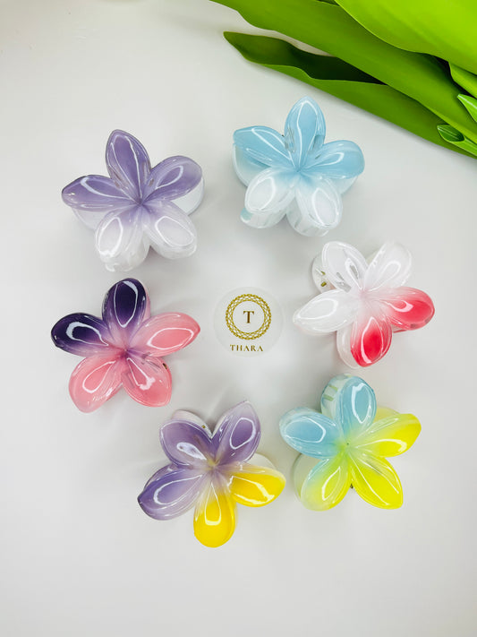 Dual Shade Plumeria Flower Hair Clip - Medium
