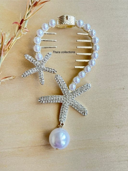 Sparkling Starfish Pearl Hair Claw – Ocean-Inspired Elegance