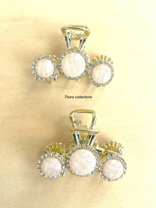 Elegant Crystal Stone Hair Claw – Gold & Sparkling Chic