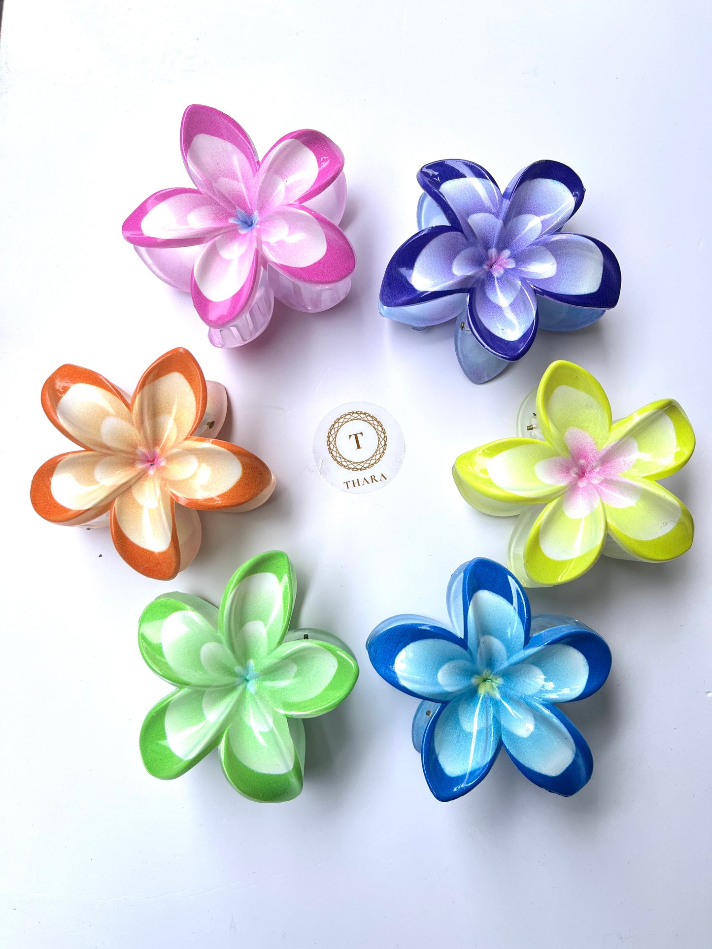 Plumeria Flower Hair Clips – Dual Shade - Big
