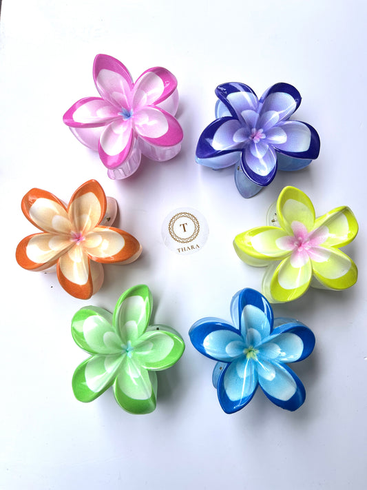 Plumeria Flower Hair Clips – Dual Shade - Big