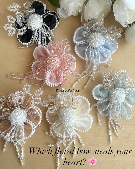 Pearl Floral Alligator BackClip