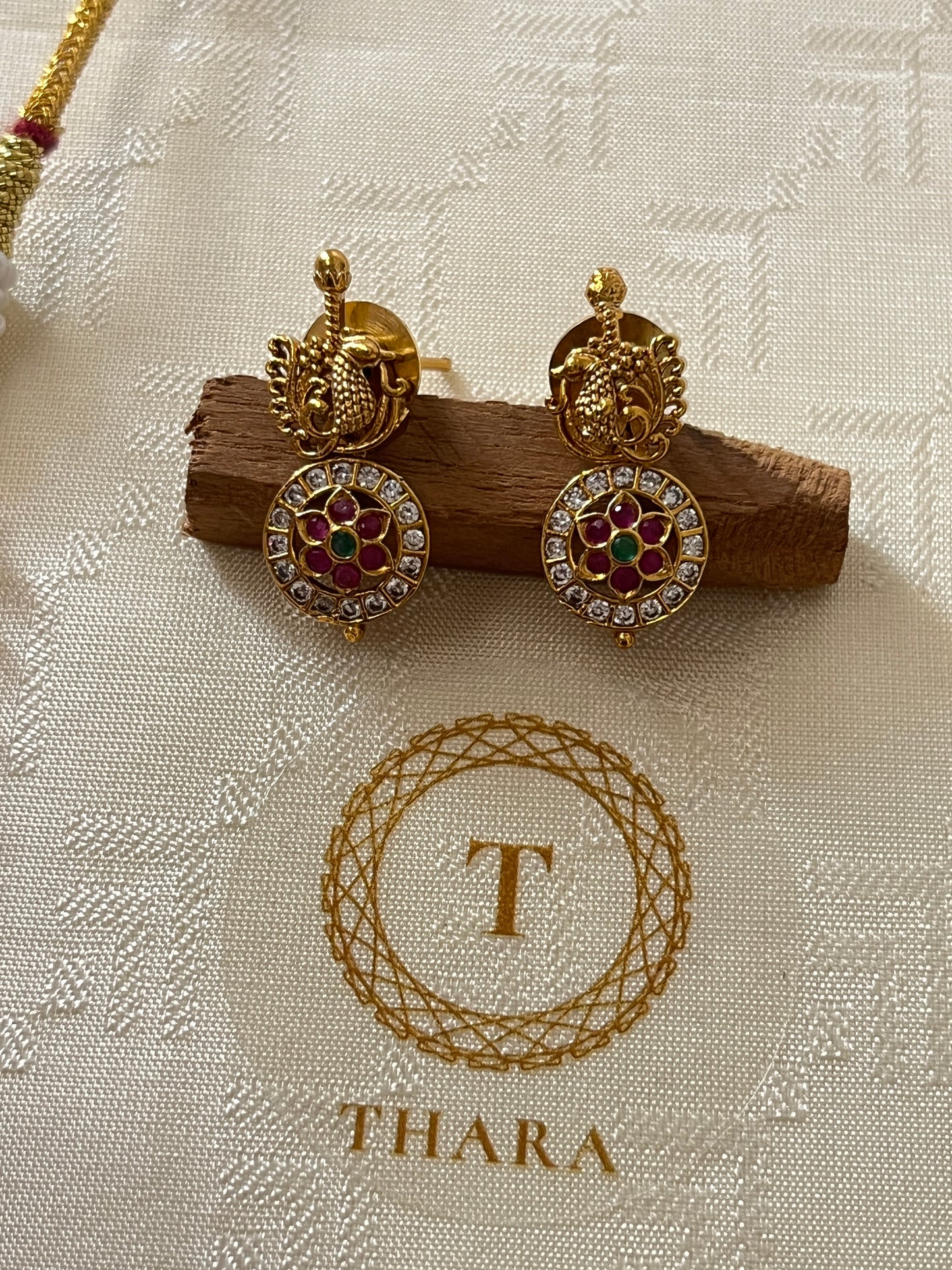 Traditional Lakshmi Coin Long Necklace Set with Earrings