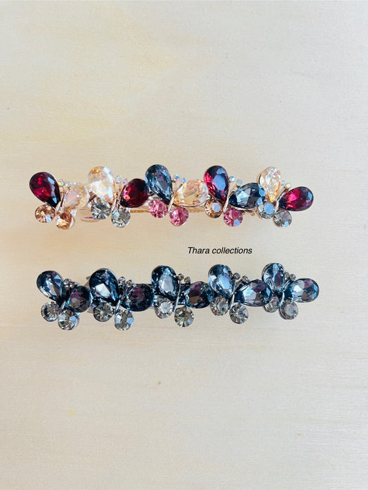 Elegant Gemstone Butterfly Hair Barrette