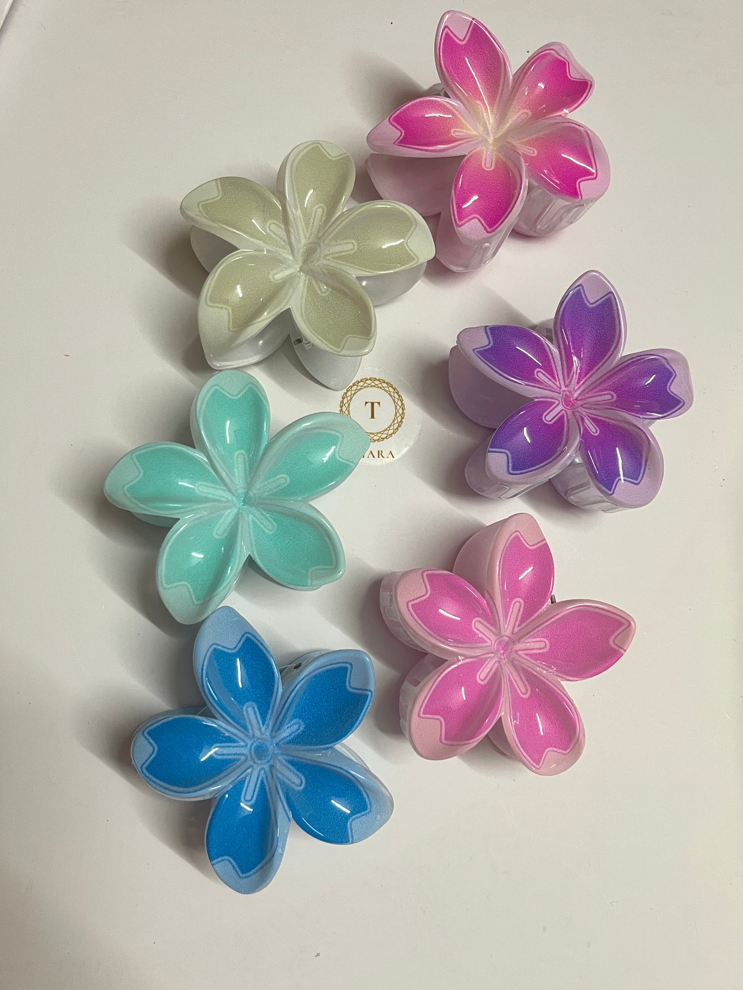 Plumeria Printed HairClawClips - Big