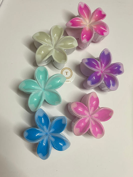 Plumeria Printed HairClawClips - Big