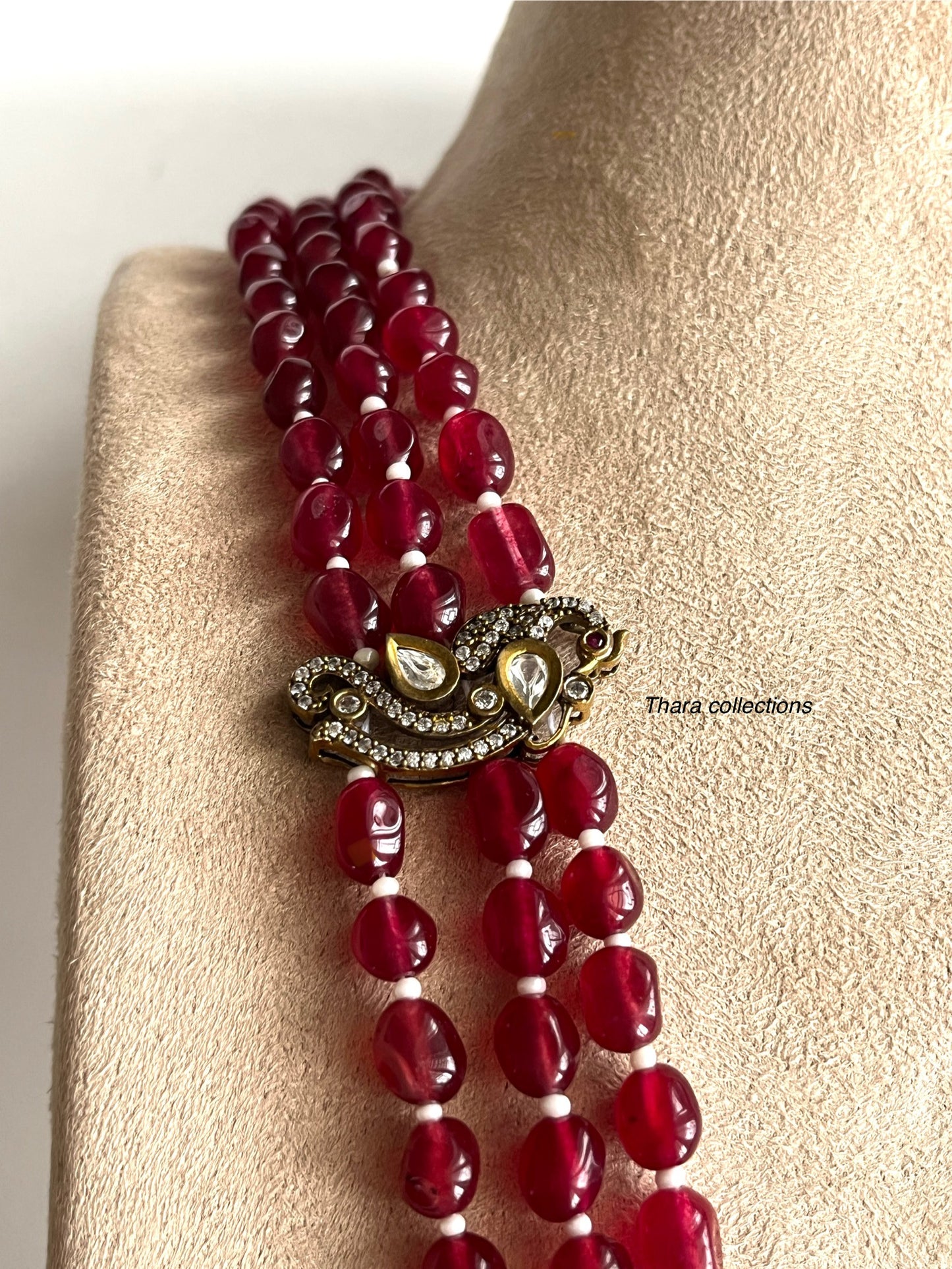 Regal Victorian Ruby Beads Necklace with Ganesha Pendant