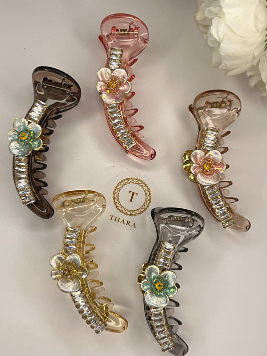 Floral Stone Banana Party HairClip