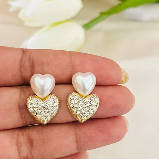 Dual Heart Hanging Earrings