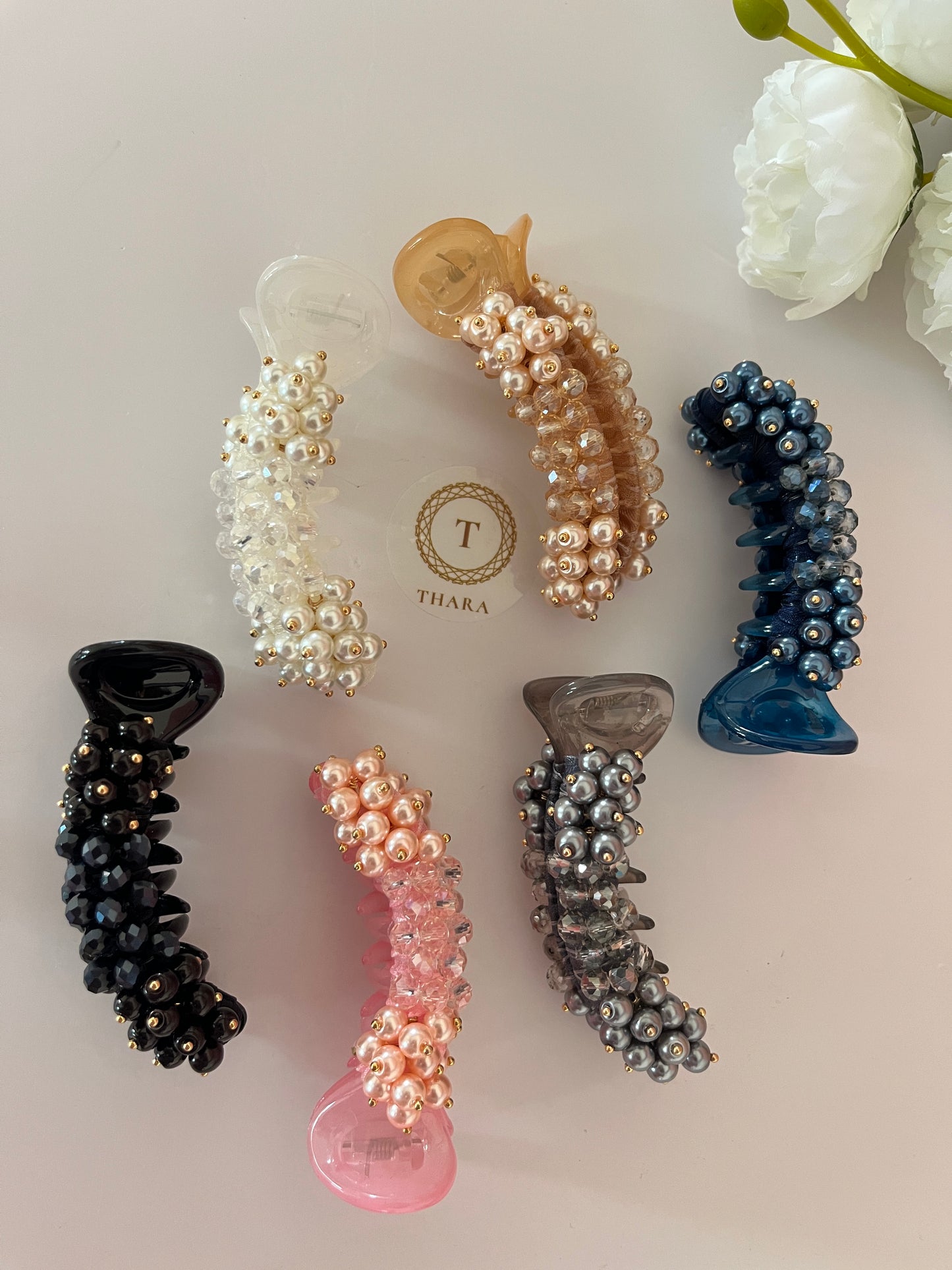 Premium Pearl Beaded Party Banana Clip