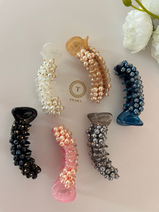 Premium Pearl Beaded Party Banana Clip