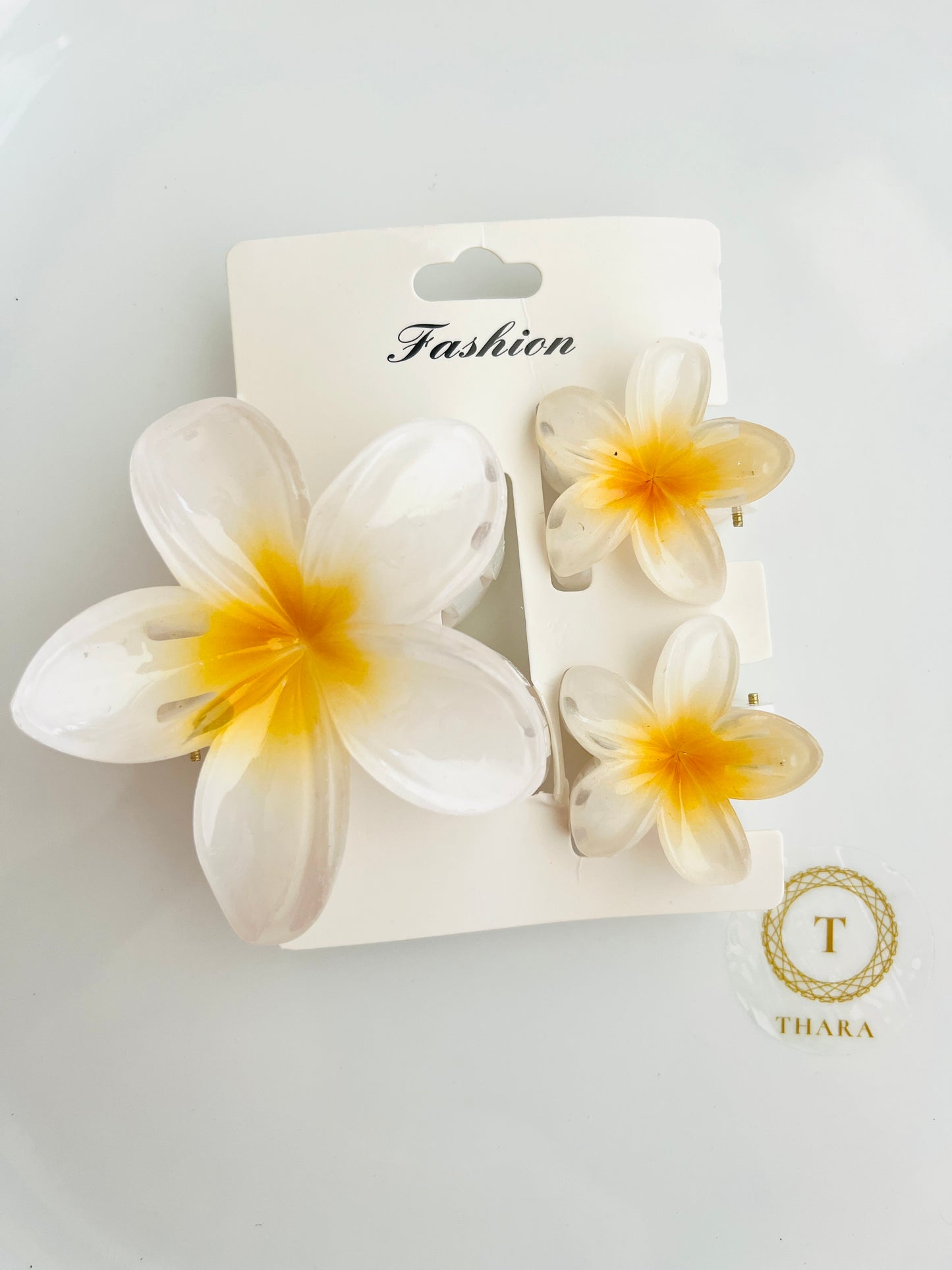 Glossy Hawaiian Floral Hair Clips – Set of 3