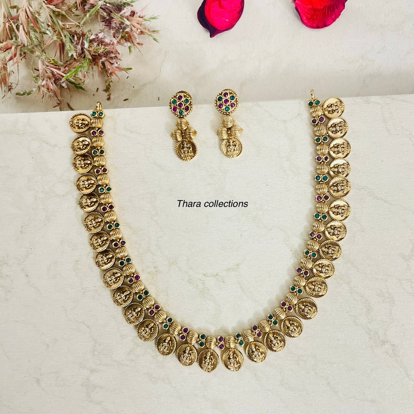 Traditional Lakshmi Coin Necklace Set