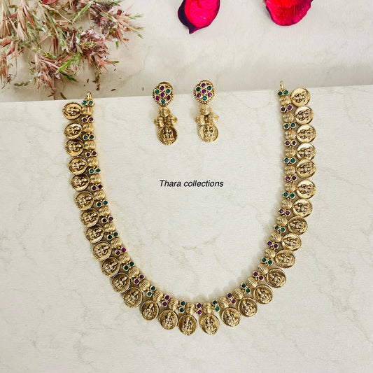 Traditional Lakshmi Coin Necklace Set