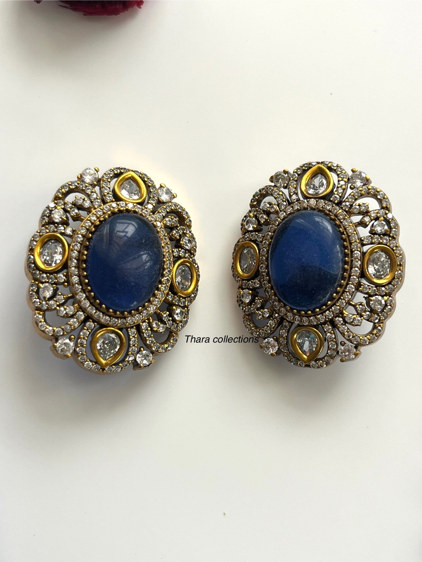 Royal Victorian Blue Beads Necklace Set with Matching Earrings