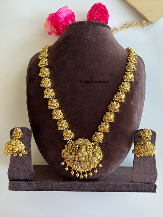 Peacock Motif Temple Necklace