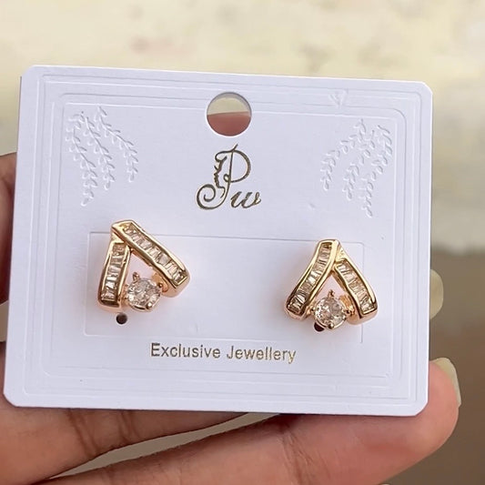 Geometric Rose Gold Stud Earrings | Minimal Style