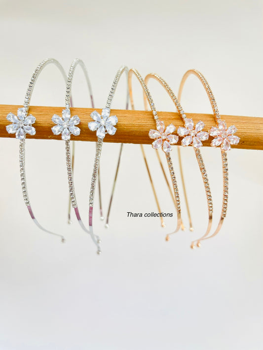 Elegant Floral Rhinestone Headbands – Silver & Rose Gold